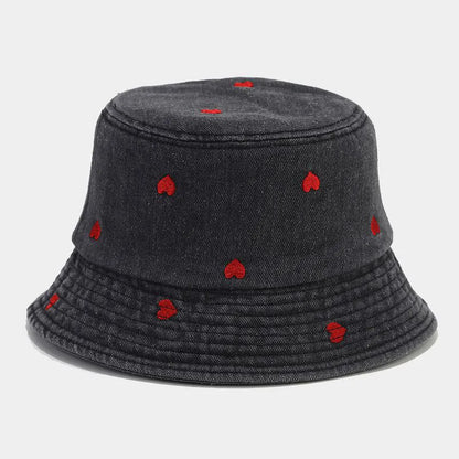 women's cute sweet heart shape big eaves bucket hat