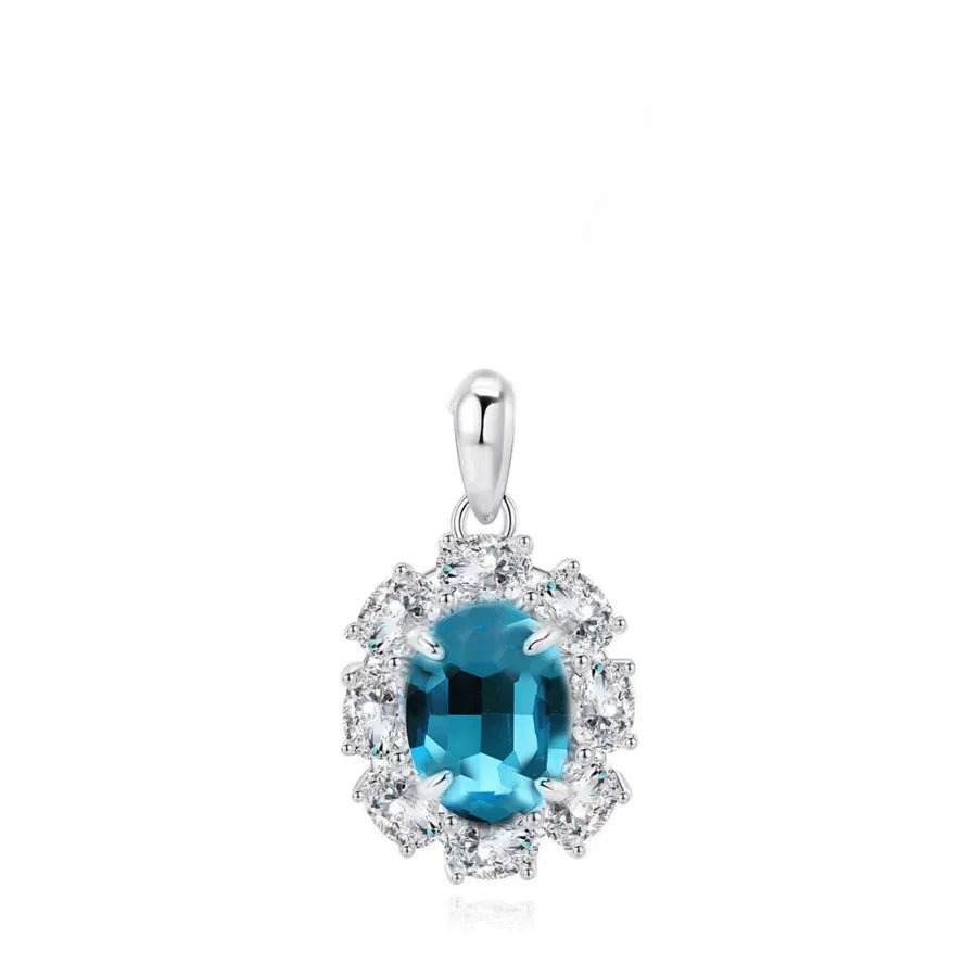 1 Piece 925 Sterling Silver Zircon White Gold Plated Platinum Plated Rhodium Plated Oval Pendant Jewelry Accessories