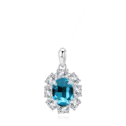 1 Piece 925 Sterling Silver Zircon White Gold Plated Platinum Plated Rhodium Plated Oval Pendant Jewelry Accessories