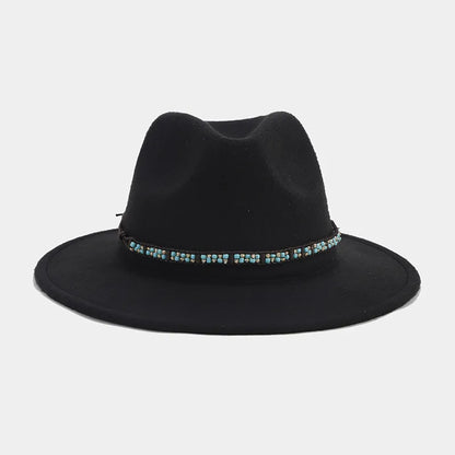 women's elegant basic solid color big eaves fedora hat