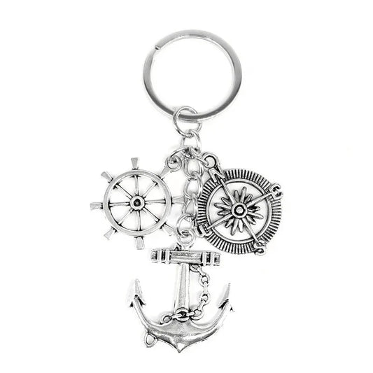 navigation vintage rudder anchor keychain compass key chain car bag decorative pendant