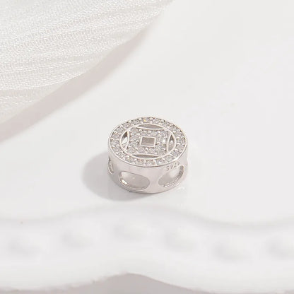1 Piece 8.8*8.8mm Hole 6~9.9mm 925 Sterling Silver Zircon 22K Gold Plated Rhodium Plated Round Jewelry Accessories