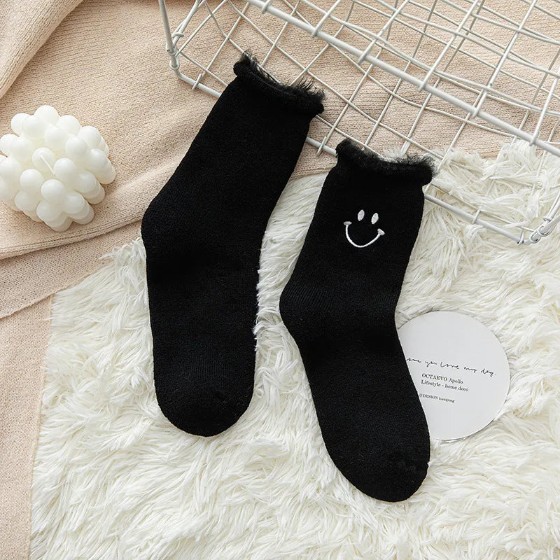 Japanese Style Women's Smile Face Polyester Ankle Socks A Pair