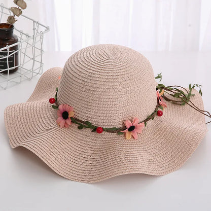 Women's Korean Style Flower Flowers Side Of Fungus Straw Hat