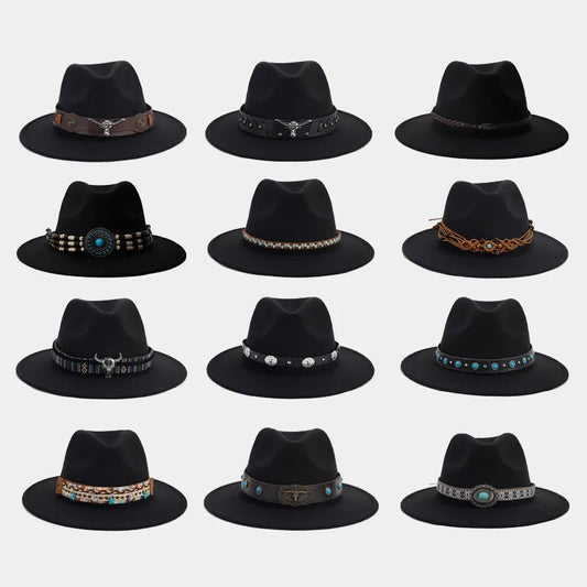 women's elegant basic solid color big eaves fedora hat