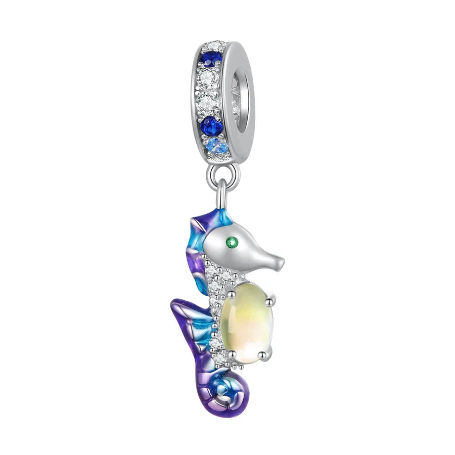 1 Piece 29 * 9mm 925 Sterling Silver Zircon White Gold Plated Hippocampus Polished Pendant Jewelry Accessories