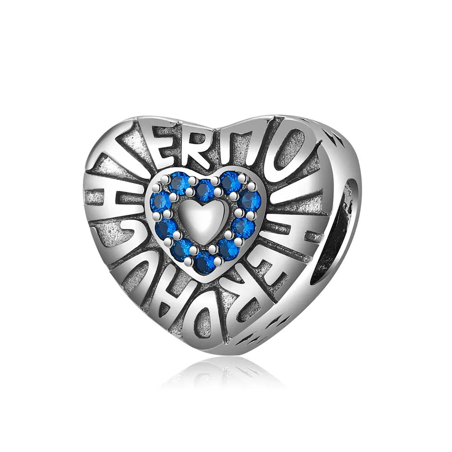 1 Piece 925 Sterling Silver Zircon Letter Heart Shape Crown Jewelry Accessories