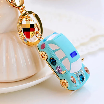 cute car metal diamond women's bag pendant keychain