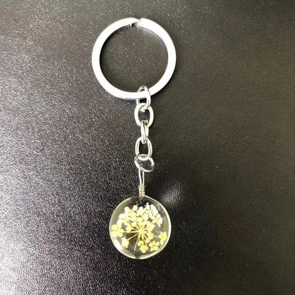 Pastoral Floral Glass Unisex Keychain
