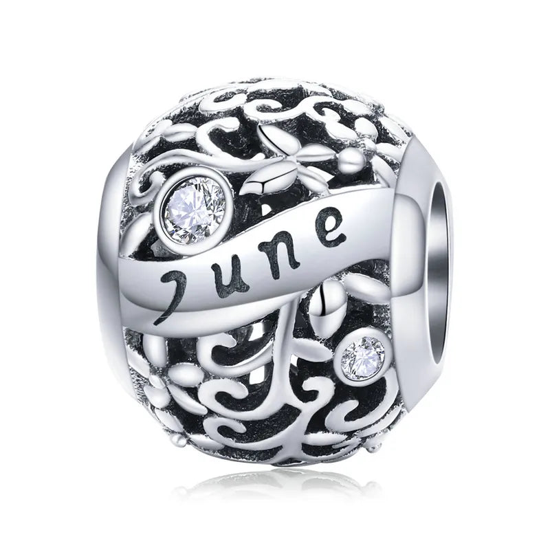 1 Piece 925 Sterling Silver Birthstone Solid Color Jewelry Accessories