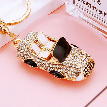 cute car metal diamond women's bag pendant keychain