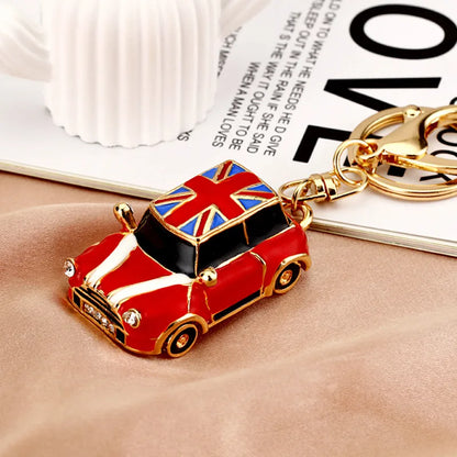 cute car metal diamond women's bag pendant keychain
