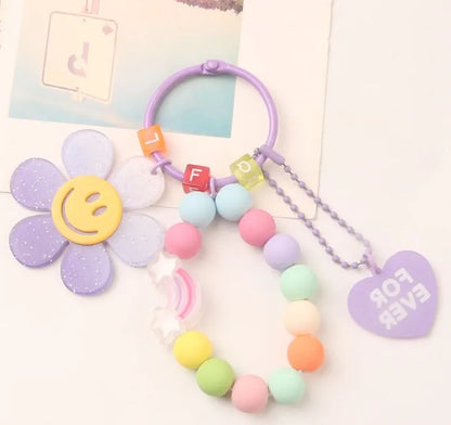 sweet Smile face flower resin women's bag pendant keychain