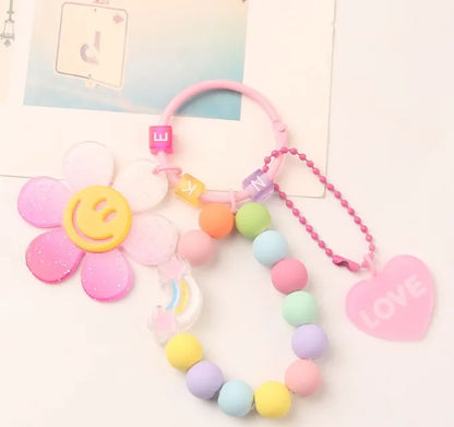 sweet Smile face flower resin women's bag pendant keychain
