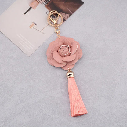Vintage Style Simple Style Flower Pu Leather Unisex Bag Pendant Keychain