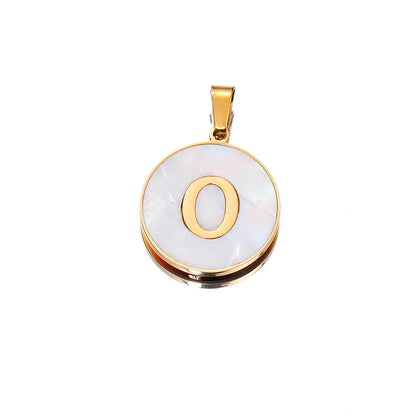 1 Piece 22mm Hole 4~4.9mm 304 Stainless Steel Fritillary Letter Pendant Jewelry Accessories