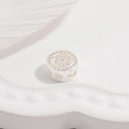 1 Piece 8.8*8.8mm Hole 6~9.9mm 925 Sterling Silver Zircon 22K Gold Plated Rhodium Plated Round Jewelry Accessories