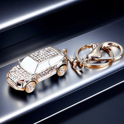 cute car metal diamond women's bag pendant keychain