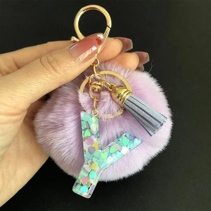 Cute Simple Style Letter Hairball Resin Unisex Bag Pendant Keychain
