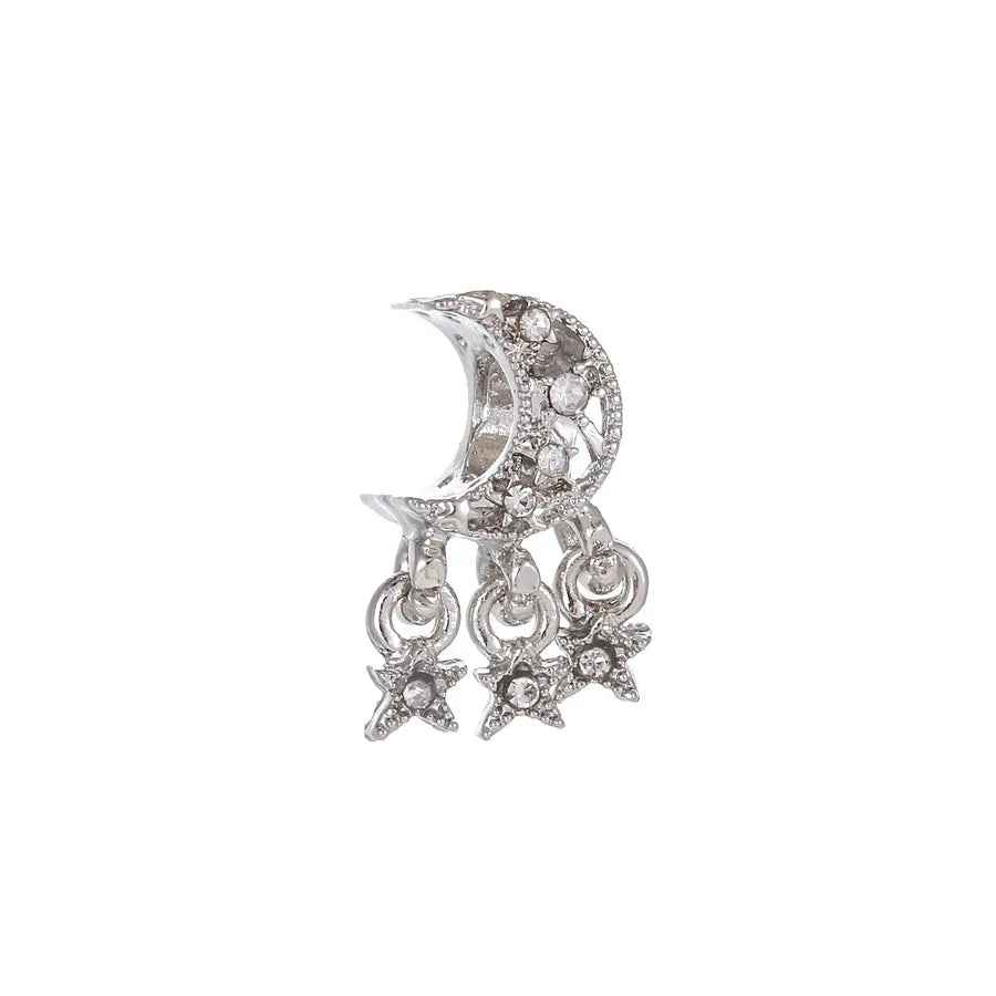 1 Piece 1.8*0.79cm Alloy Rhinestones Star Moon Pendant Beads