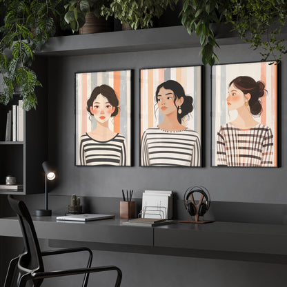 Pictures On Walls Gallery | Set of 3 Boho Women Wall art Prints