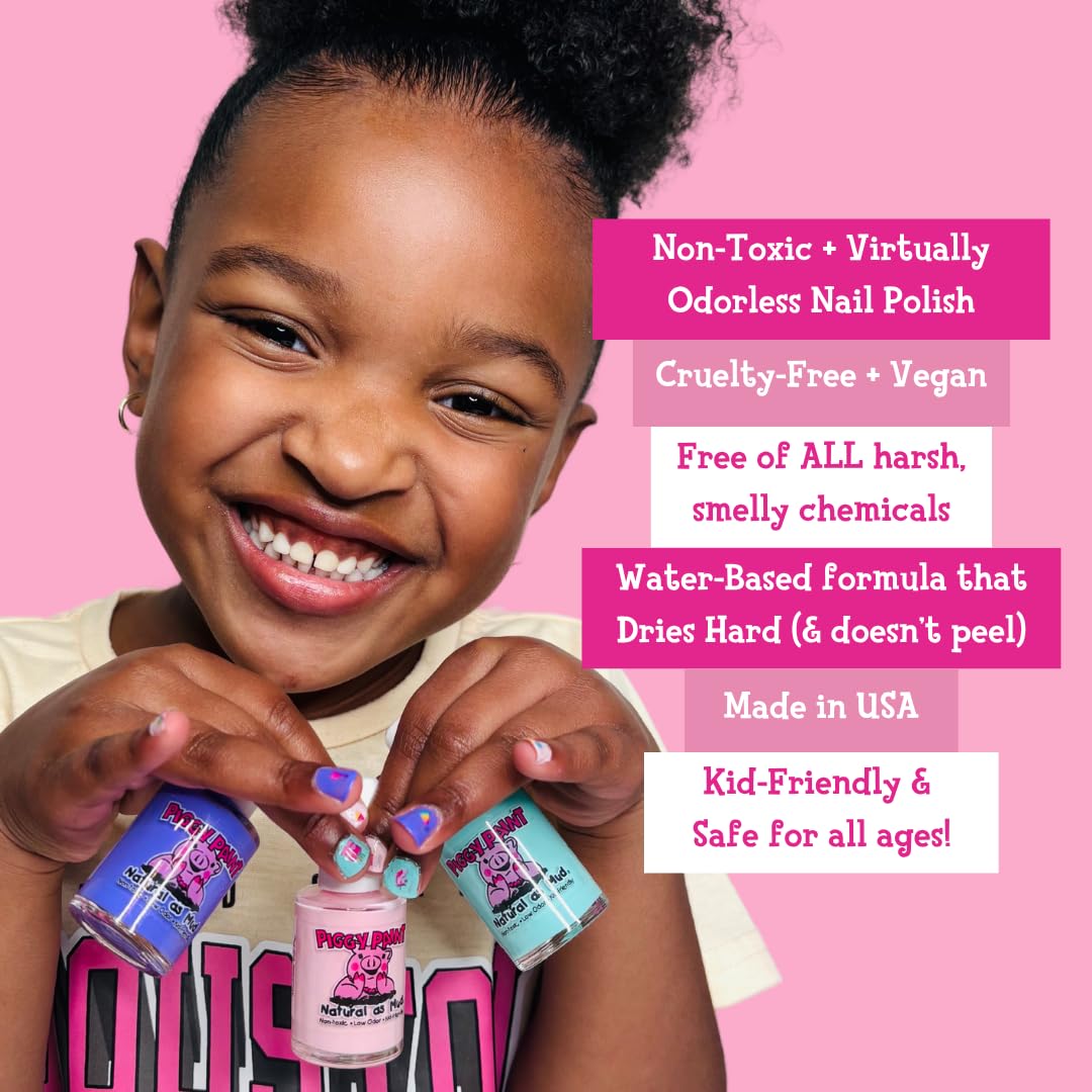 Piggy Paint | 100% Non-Toxic Kids Nail Polish | PURRfect Paws Gift Set (4 Polish + Nail Art)