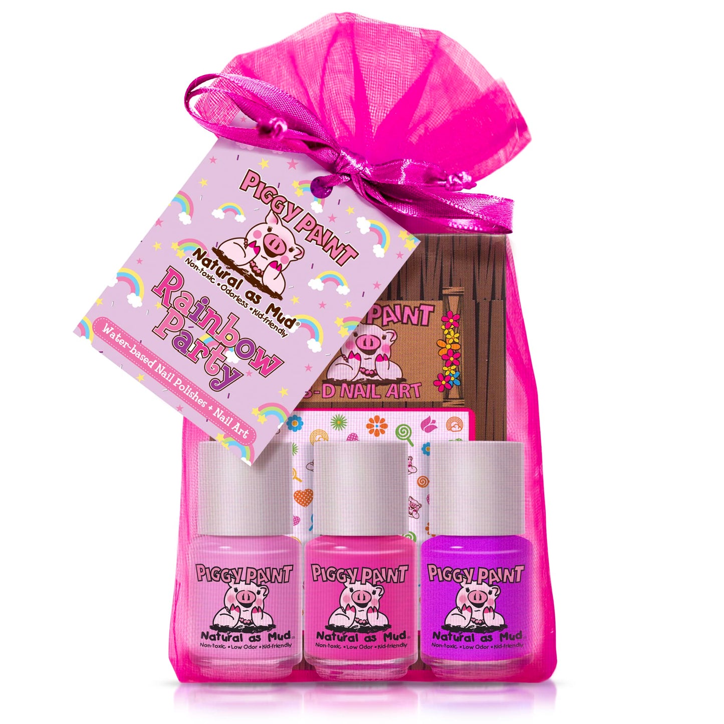 Piggy Paint Rainbow Party Gift Set | 3 Non-Toxic, Water-Based Polishes