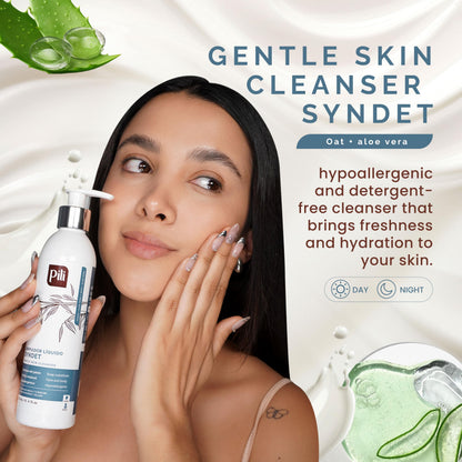 Pili Natural Syndet - Gentle Skin Cleanser with Oatmeal & Aloe Vera | Hypoallergenic for Sensitive Skin | 8.4 fl oz x2