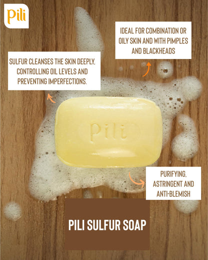 Pili Natural Sulfur Soap Bars (3 Pack) – Deep Cleansing & Oil Control for All Skin Types