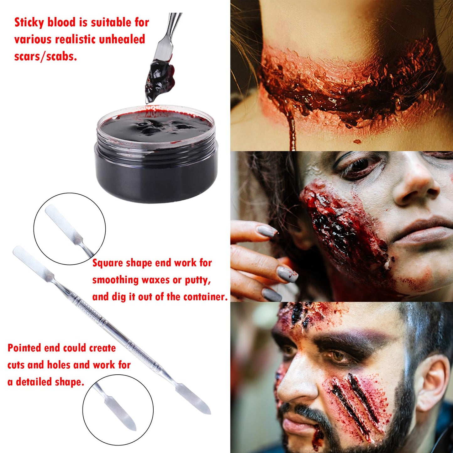 PillyBalla Professional Halloween SFX Makeup Kit – Wound Wax, Fake Blood, 12 Colors