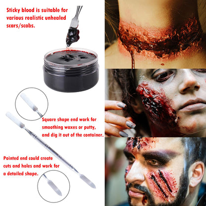 PillyBalla Professional Halloween SFX Makeup Kit – Wound Wax, Fake Blood, 12 Colors