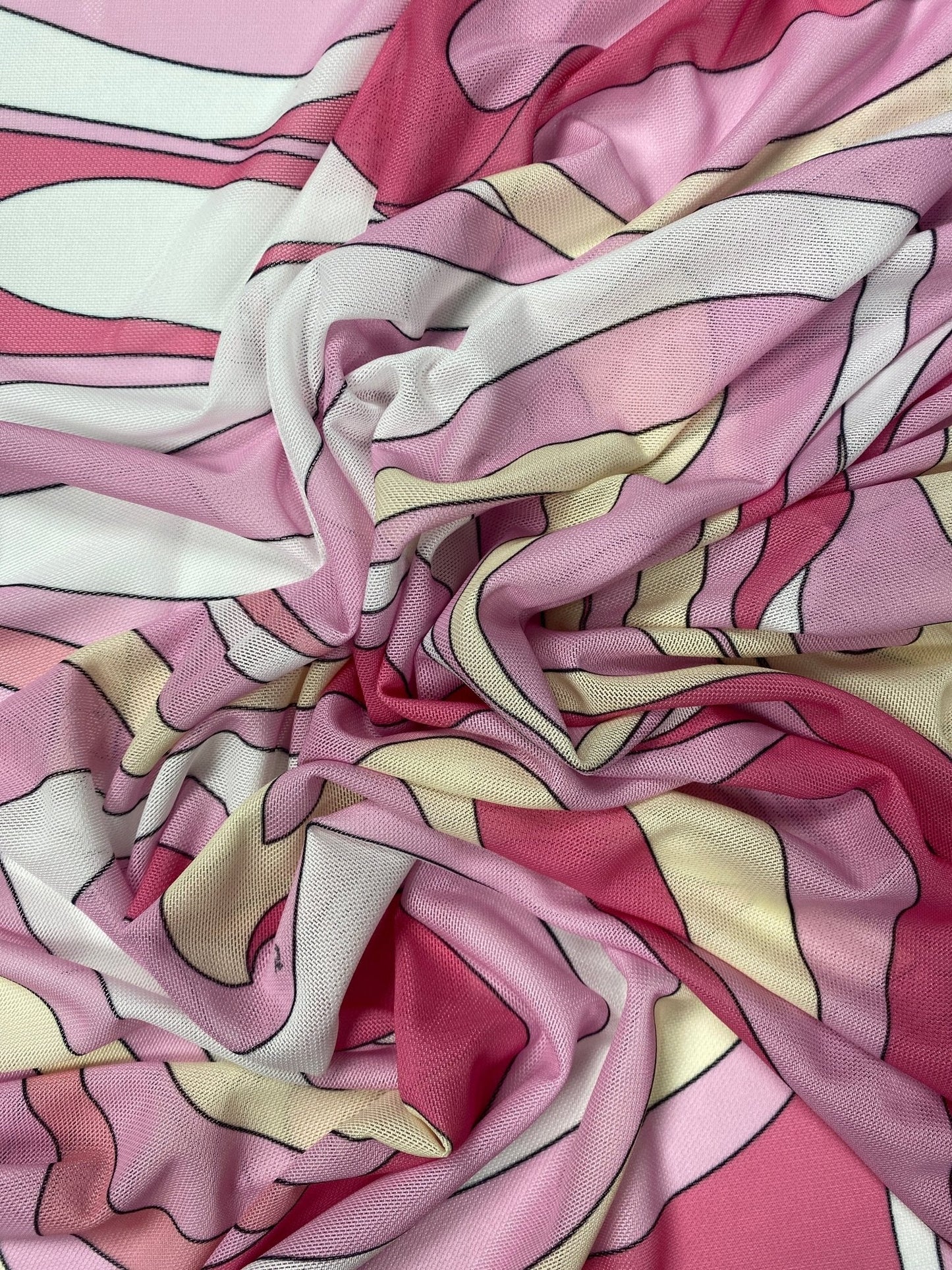 Pink and Yellow Psychedelic Fabric by the Metre