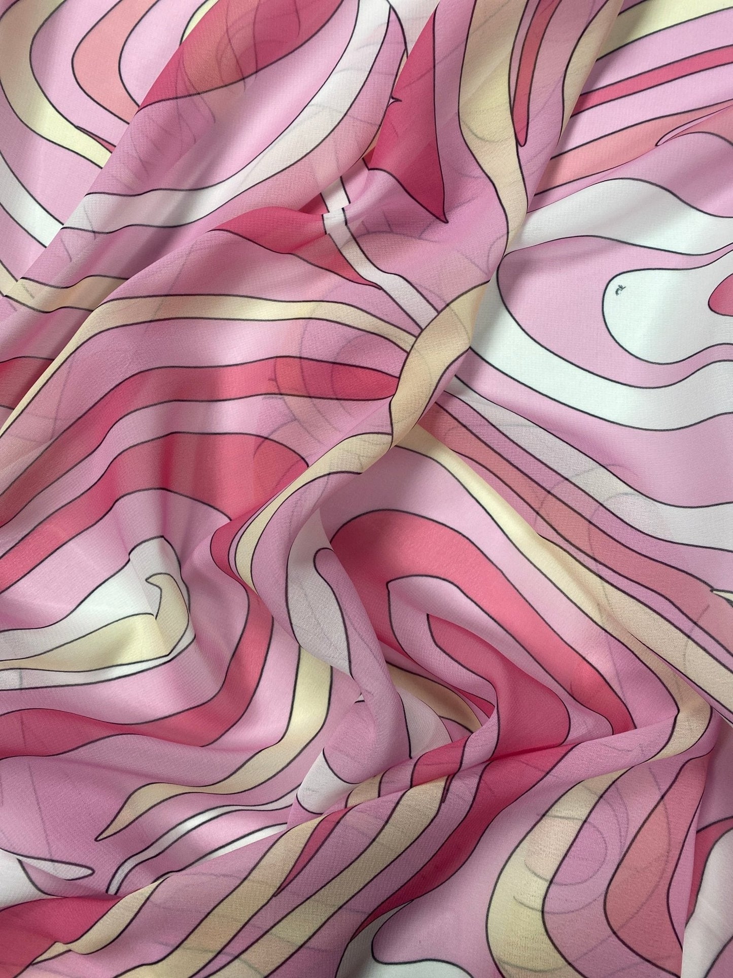 Pink and Yellow Psychedelic Fabric by the Metre