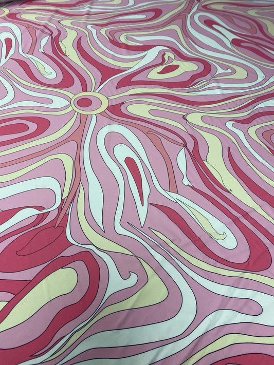 Pink and Yellow Psychedelic Fabric by the Metre