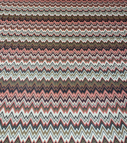 Pink Black Chevron Mesh Knit Fabric with Metallic Accents by the Metre