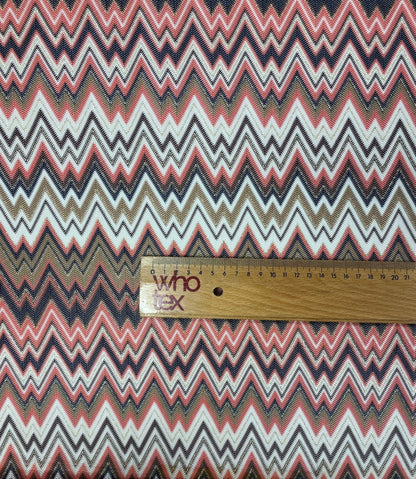 Pink Black Chevron Mesh Knit Fabric with Metallic Accents by the Metre