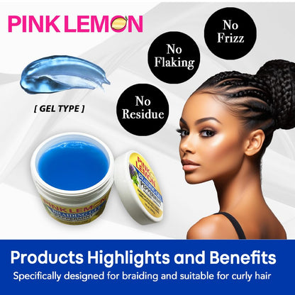 PINK LEMON Braiding Gel Peppermint – Maximum Hold, No Flaking, High Shine (10 oz)