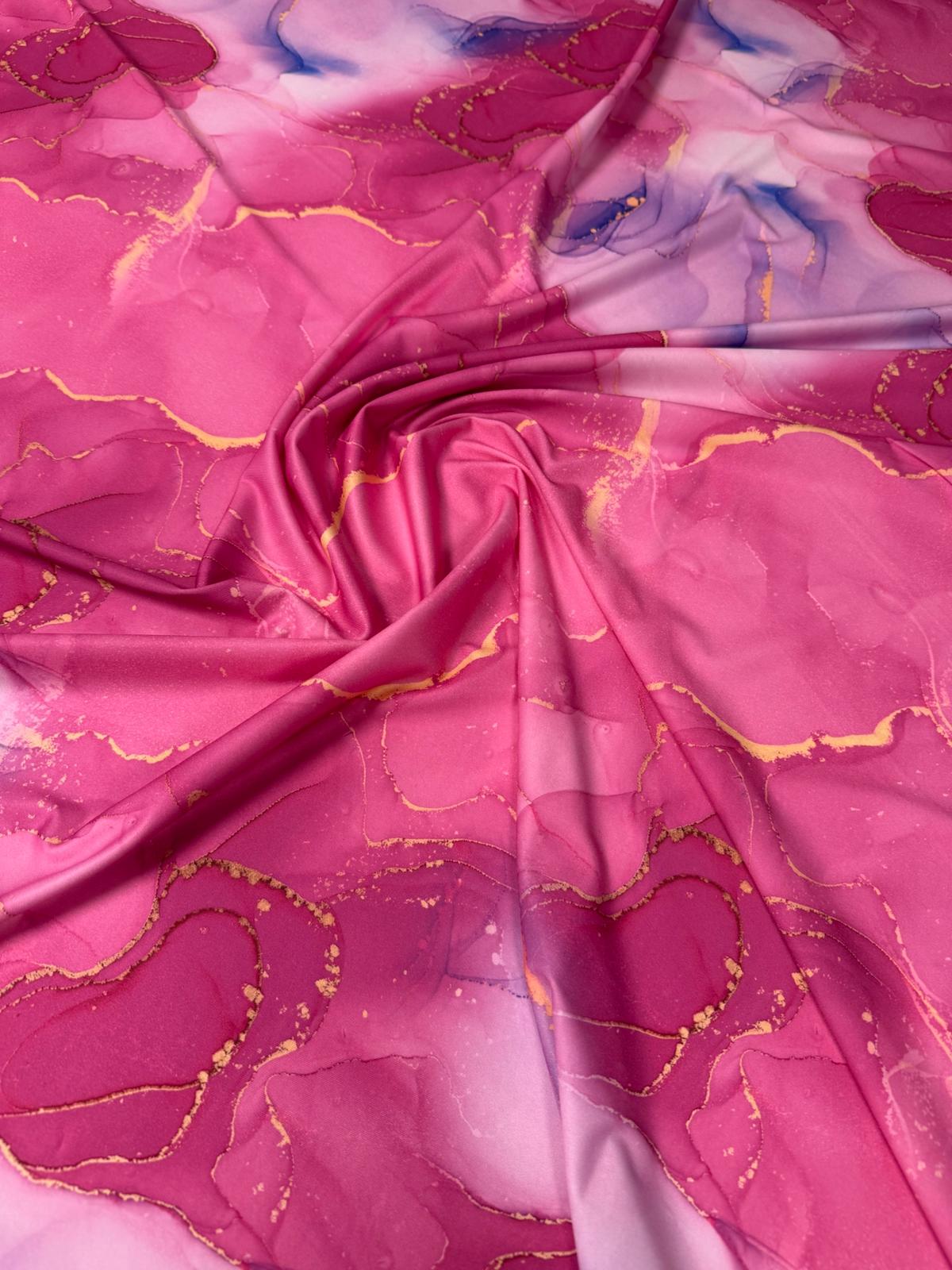 Pink Marble Effect Fabric by Metre