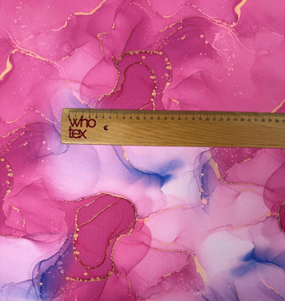 Pink Marble Effect Fabric by Metre
