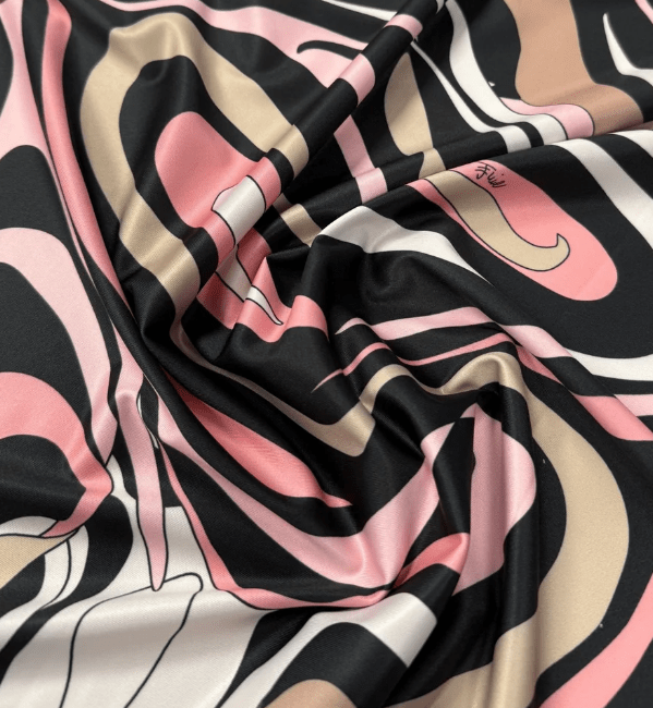 Pink Retro Abstract Pattern Fabric  by the Metre