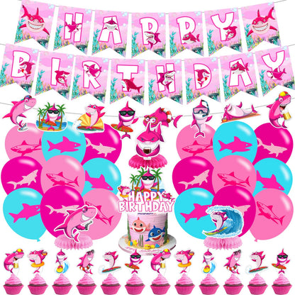 Pink Shark Birthday Decorations for Baby Girl – Balloons, Banners, Centerpieces & Cake Toppers