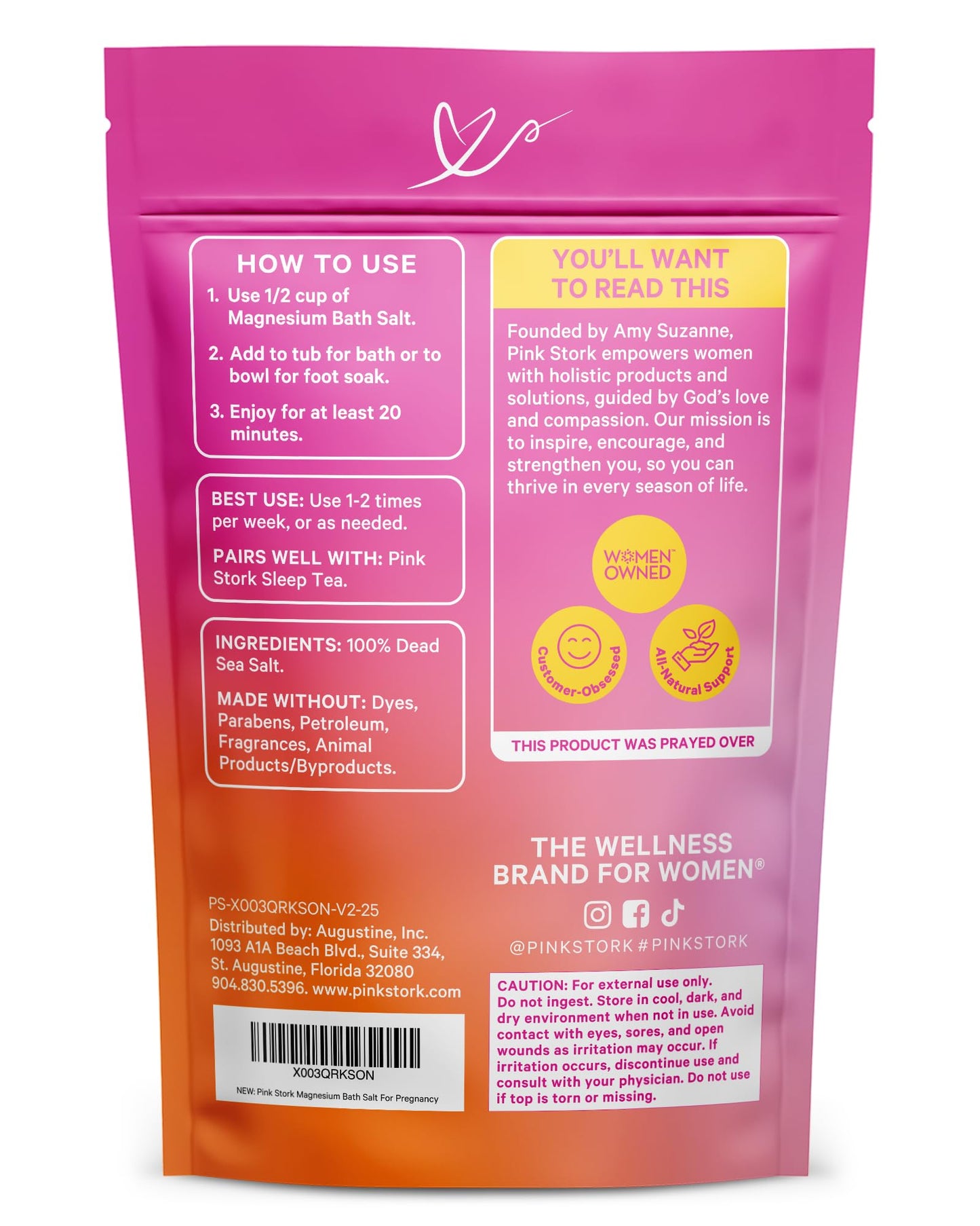 Pink Stork Pregnancy Bath Soak – Unscented Dead Sea Magnesium Flakes (2 lb)