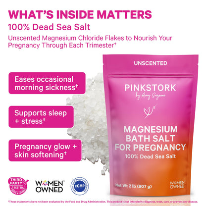 Pink Stork Pregnancy Bath Soak – Unscented Dead Sea Magnesium Flakes (2 lb)