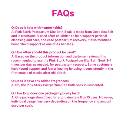 Pink Stork Postpartum Sitz Bath Soak – Unscented Dead Sea Magnesium for Perineal Care (16 oz)