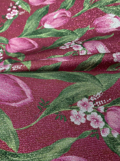 Pink Tulip Fabric by Metre