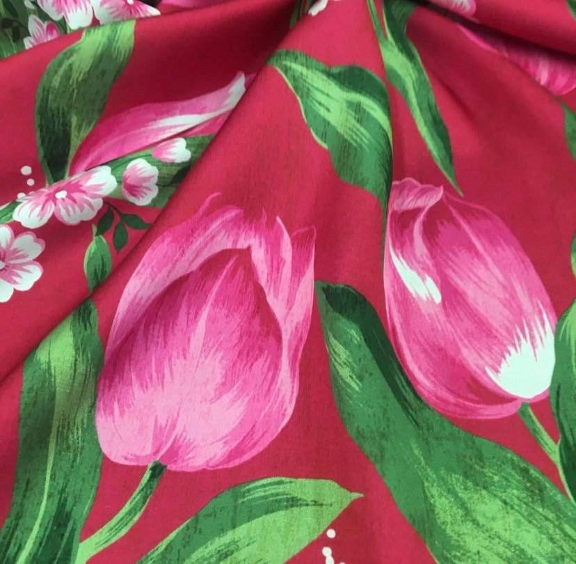 Pink Tulip Fabric by Metre