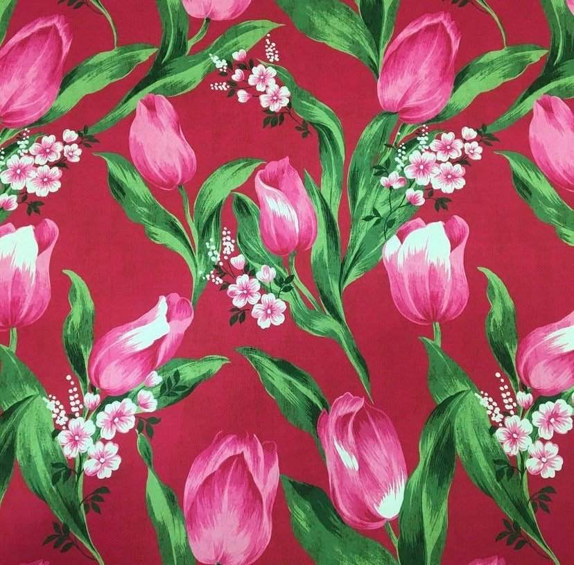 Pink Tulip Fabric by Metre