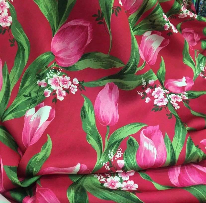 Pink Tulip Fabric by Metre