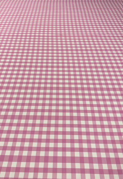 Pink White Plaid Fabric by Metre