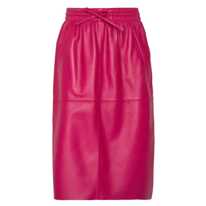 Women’s Pink Midi Leather Skirt